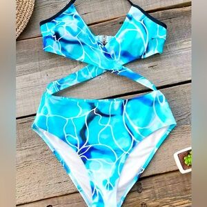 Water Ripple Wrap One-piece Swimsuit - XXL